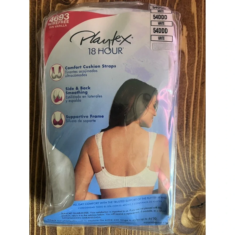 Womens Playtex 18‎ hour 54DDD Original Comfort Strap Wirefree bra 4693 White 073